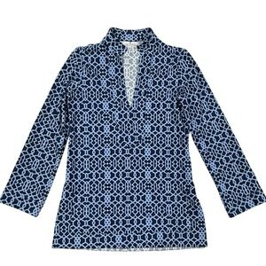 Jude Connally Chris Tunic Top Jude Cloth Navy and Blue Size Small (084)